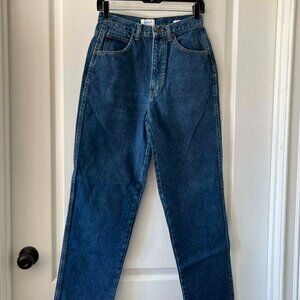 Vintage 90's Chic Women's High Waisted dark blue Denim Straight Leg Jeans sz 12